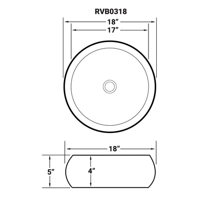 Ruvati 18 inch Round Bathroom Vessel Sink White Above Vanity Counter Circular Porcelain Ceramic - RVB0318 Ruvati
