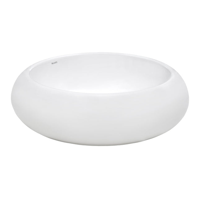 Ruvati 18 inch Round Bathroom Vessel Sink White Above Vanity Counter Circular Porcelain Ceramic - RVB0318 Ruvati