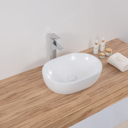Ruvati 19 x 14 inch Bathroom Vessel Sink White Oval Above Counter Vanity Porcelain Ceramic - RVB0419 Ruvati