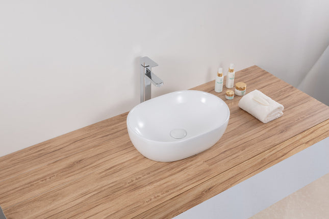 Ruvati 19 x 14 inch Bathroom Vessel Sink White Oval Above Counter Vanity Porcelain Ceramic - RVB0419 Ruvati