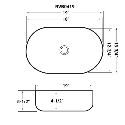 Ruvati 19 x 14 inch Bathroom Vessel Sink White Oval Above Counter Vanity Porcelain Ceramic - RVB0419 Ruvati