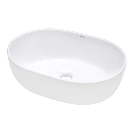 Ruvati 19 x 14 inch Bathroom Vessel Sink White Oval Above Counter Vanity Porcelain Ceramic - RVB0419 Ruvati