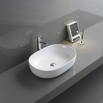 Ruvati 24 x 16 inch Bathroom Vessel Sink White Oval Above Vanity Countertop Porcelain Ceramic - RVB0424 Ruvati