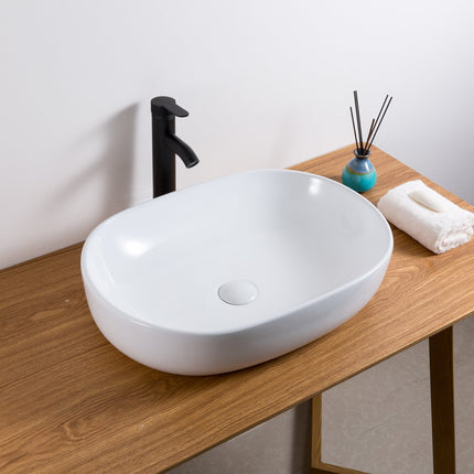 Ruvati 24 x 16 inch Bathroom Vessel Sink White Oval Above Vanity Countertop Porcelain Ceramic - RVB0424 Ruvati