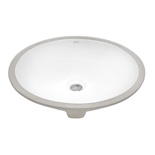 Ruvati 15 x 12 inch Undermount Bathroom Vanity Sink White Oval Porcelain Ceramic with Overflow - RVB0616 Ruvati
