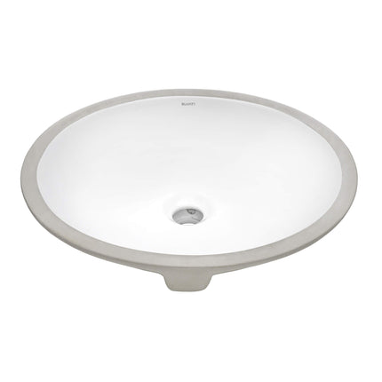 Ruvati 16 x 13 inch Undermount Bathroom Sink White Oval Porcelain Ceramic with Overflow - RVB0618 Ruvati