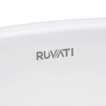 Ruvati 16 x 13 inch Undermount Bathroom Sink White Oval Porcelain Ceramic with Overflow - RVB0618 Ruvati