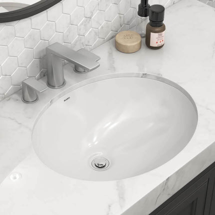 Ruvati 17 x 14 inch Undermount Bathroom Vanity Sink White Oval Porcelain Ceramic with Overflow - RVB0619 Ruvati