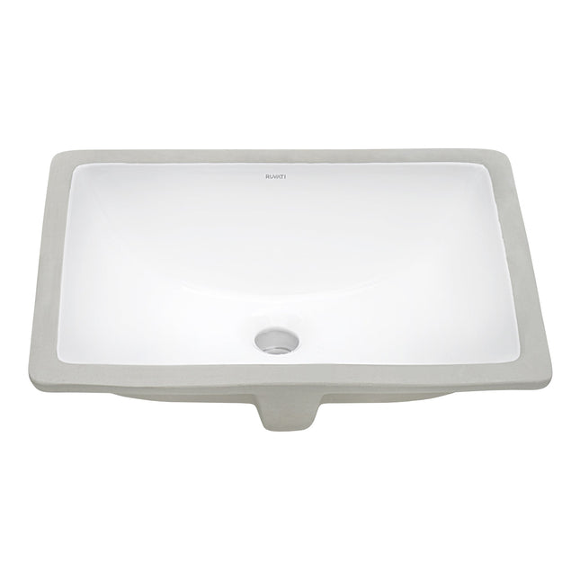 Ruvati 17 x 12 inch Undermount Bathroom Vanity Sink White Rectangular Porcelain Ceramic with Overflow - RVB0718 Ruvati