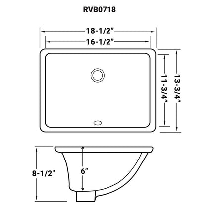 Ruvati 17 x 12 inch Undermount Bathroom Vanity Sink White Rectangular Porcelain Ceramic with Overflow - RVB0718 Ruvati