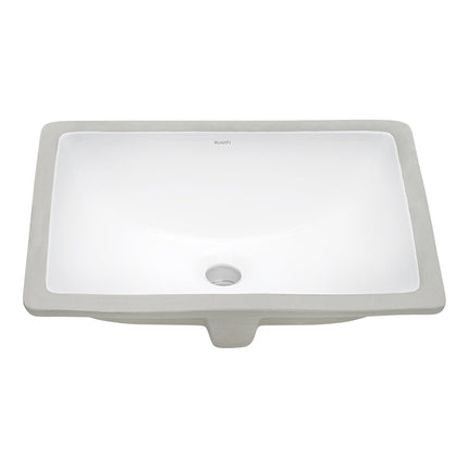 Ruvati 18 x 13 inch Undermount Bathroom Sink White Rectangular Porcelain Ceramic with Overflow - RVB0720 Ruvati