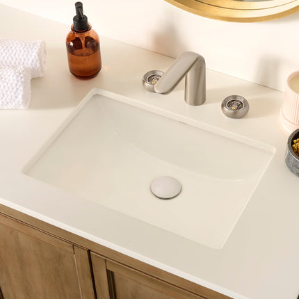 Ruvati 18 x 13 inch Undermount Bathroom Sink White Rectangular Porcelain Ceramic with Overflow - RVB0720 Ruvati