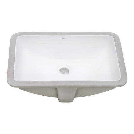 Ruvati 18 x 12 inch Undermount Bathroom Vanity Sink White Rectangular Porcelain Ceramic with Overflow - RVB0721 Ruvati