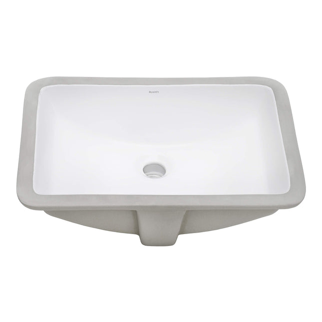 Ruvati 18 x 12 inch Undermount Bathroom Vanity Sink White Rectangular Porcelain Ceramic with Overflow - RVB0721 Ruvati