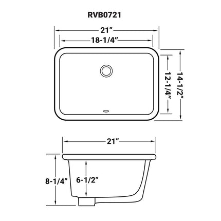 Ruvati 18 x 12 inch Undermount Bathroom Vanity Sink White Rectangular Porcelain Ceramic with Overflow - RVB0721 Ruvati