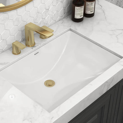 Ruvati 18 x 12 inch Undermount Bathroom Vanity Sink White Rectangular Porcelain Ceramic with Overflow - RVB0721 Ruvati