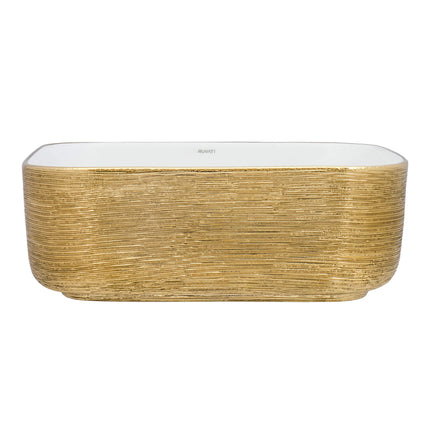 Ruvati 15 x 15 inch Bathroom Vessel Sink Gold Decorative Art Above Vanity Counter White Ceramic - RVB1414WG Ruvati