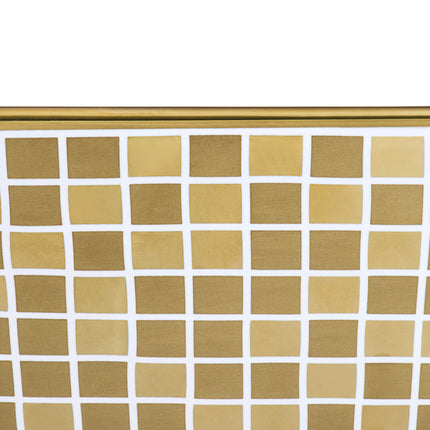 Ruvati 15 x 15 inch Bathroom Vessel Sink Gold Decorative Pattern Above Vanity Counter White Porcelain Ceramic - RVB1515WG4 Ruvati