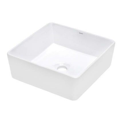 Ruvati 15 x 15 inch Bathroom Vessel Sink White Square Above Counter Porcelain Ceramic - RVB1616 Ruvati