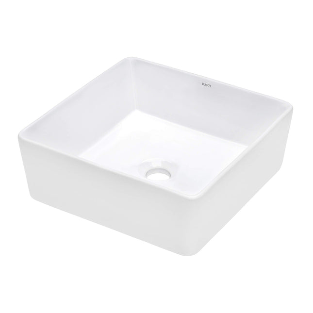 Ruvati 15 x 15 inch Bathroom Vessel Sink White Square Above Counter Porcelain Ceramic - RVB1616 Ruvati