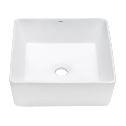 Ruvati 15 x 15 inch Bathroom Vessel Sink White Square Above Counter Porcelain Ceramic - RVB1616 Ruvati