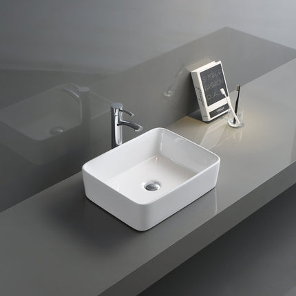 Ruvati 19 x 14 inch Bathroom Vessel Sink White Rectangular Above Vanity Counter Porcelain Ceramic - RVB1915 Ruvati