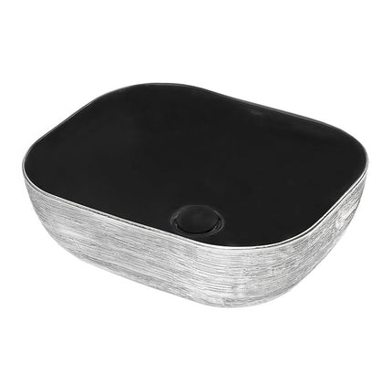 Ruvati 20 x 16 inch Bathroom Vessel Sink Silver Decorative Art Above Vanity Counter Black Ceramic - RVB2016BS Ruvati