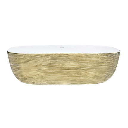 Ruvati 20 x 16 inch Bathroom Vessel Sink Gold Decorative Art Above Vanity Counter White Ceramic - RVB2016WG Ruvati