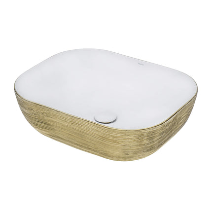 Ruvati 20 x 16 inch Bathroom Vessel Sink Gold Decorative Art Above Vanity Counter White Ceramic - RVB2016WG Ruvati