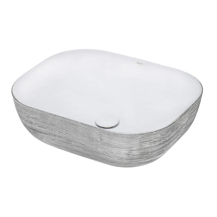 Ruvati 20 x 16 inch Bathroom Vessel Sink Silver Decorative Art Above Vanity Counter White Ceramic - RVB2016WS Ruvati