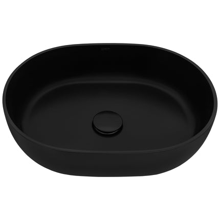 Ruvati 19-inch Matte Black epiStone Solid Surface Modern Bathroom Vessel Sink - RVB2119BK Ruvati