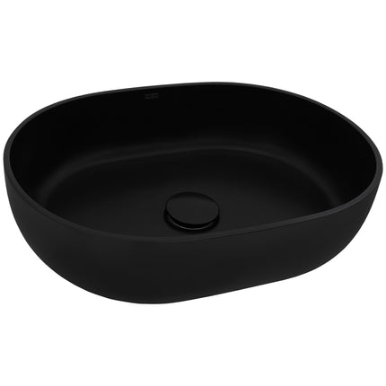 Ruvati 19-inch Matte Black epiStone Solid Surface Modern Bathroom Vessel Sink - RVB2119BK Ruvati