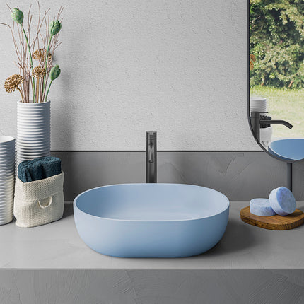 Ruvati 19-inch Pacific Blue epiStone Solid Surface Modern Bathroom Vessel Sink - RVB2119LE Ruvati