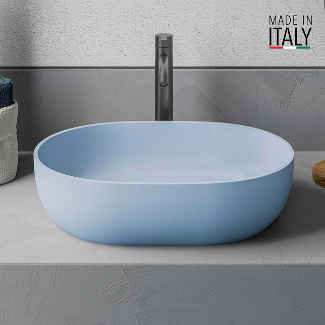 Ruvati 19-inch Pacific Blue epiStone Solid Surface Modern Bathroom Vessel Sink - RVB2119LE Ruvati