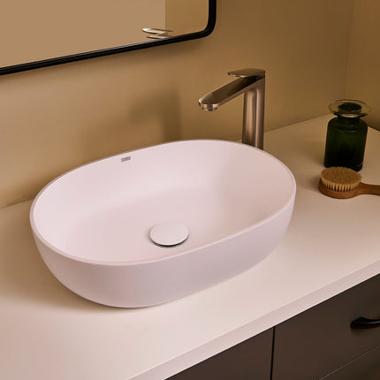 Ruvati 19-inch Matte White epiStone Solid Surface Modern Bathroom Vessel Sink - RVB2119WH Ruvati