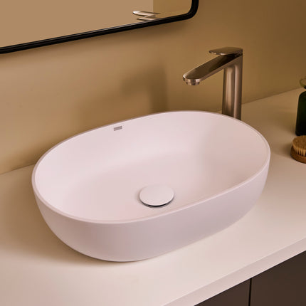 Ruvati 19-inch Matte White epiStone Solid Surface Modern Bathroom Vessel Sink - RVB2119WH Ruvati