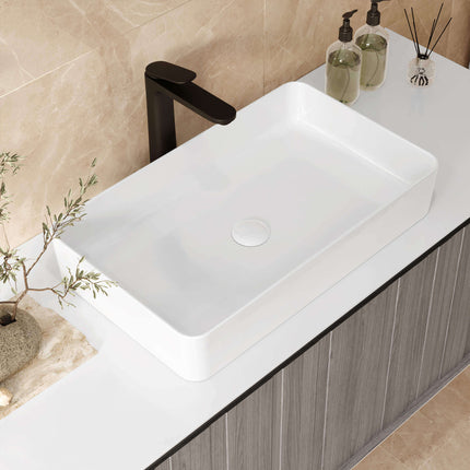 Ruvati 24 x 16 inch Bathroom Vessel Sink White Rectangular Above Counter Porcelain Ceramic - RVB2416 Ruvati