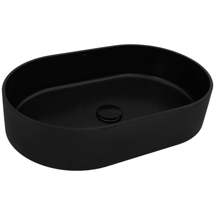 Ruvati 23-inch Matte Black epiStone Solid Surface Modern Bathroom Vessel Sink - RVB2550BK Ruvati