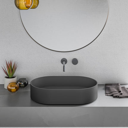 Ruvati 23-inch Matte Black epiStone Solid Surface Modern Bathroom Vessel Sink - RVB2550BK Ruvati