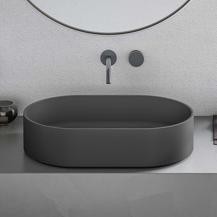 Ruvati 23-inch Matte Black epiStone Solid Surface Modern Bathroom Vessel Sink - RVB2550BK Ruvati