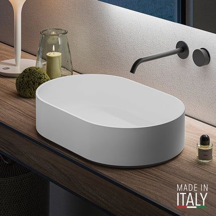 Ruvati 23-inch Matte White epiStone Solid Surface Modern Bathroom Vessel Sink - RVB2550WH Ruvati