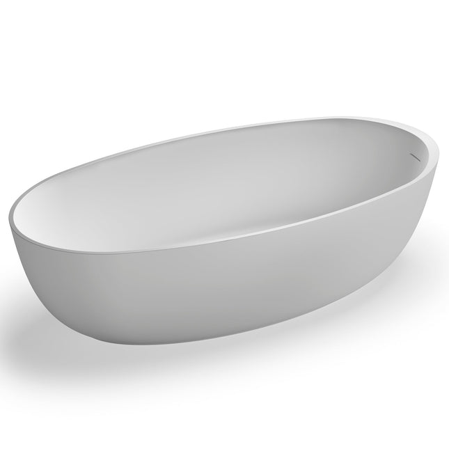 Ruvati 66-inch Matte White epiStone Solid Surface Oval Freestanding Bath Tub Canali - RVB6719WH Ruvati