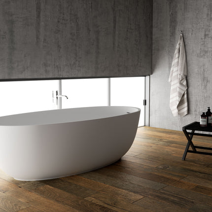 Ruvati 66-inch Matte White epiStone Solid Surface Oval Freestanding Bath Tub Canali - RVB6719WH Ruvati