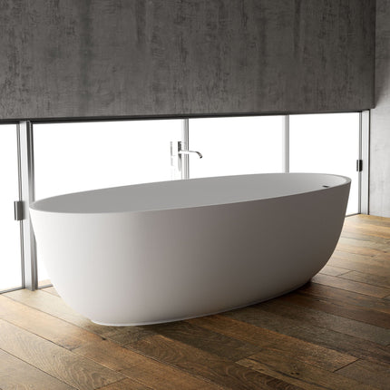 Ruvati 66-inch Matte White epiStone Solid Surface Oval Freestanding Bath Tub Canali - RVB6719WH Ruvati
