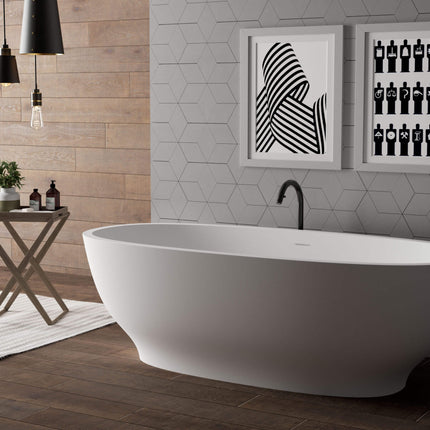 Ruvati 69-inch White epiStone Solid Surface Oval Freestanding Bath Tub Viola - RVB6732WH Ruvati