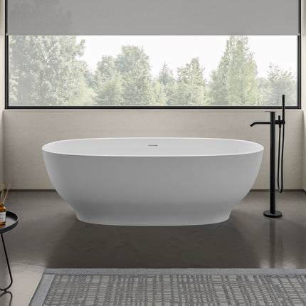 Ruvati 69-inch White epiStone Solid Surface Oval Freestanding Bath Tub Viola - RVB6732WH Ruvati