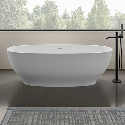 Ruvati 69-inch White epiStone Solid Surface Oval Freestanding Bath Tub Viola - RVB6732WH Ruvati