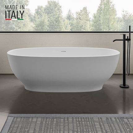 Ruvati 69-inch White epiStone Solid Surface Oval Freestanding Bath Tub Viola - RVB6732WH Ruvati