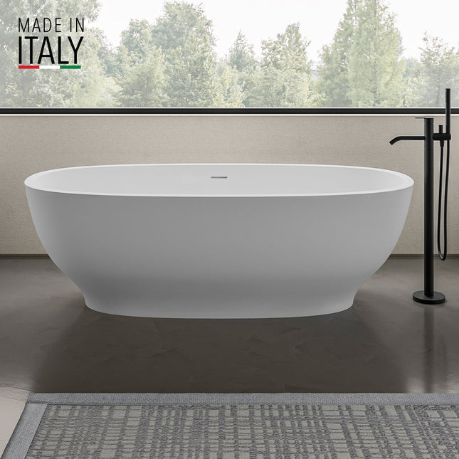 Ruvati 69-inch White epiStone Solid Surface Oval Freestanding Bath Tub Viola - RVB6732WH Ruvati