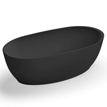 Ruvati 59-inch Matte Black epiStone Solid Surface Oval Freestanding Bath Tub Canali - RVB6744BK Ruvati